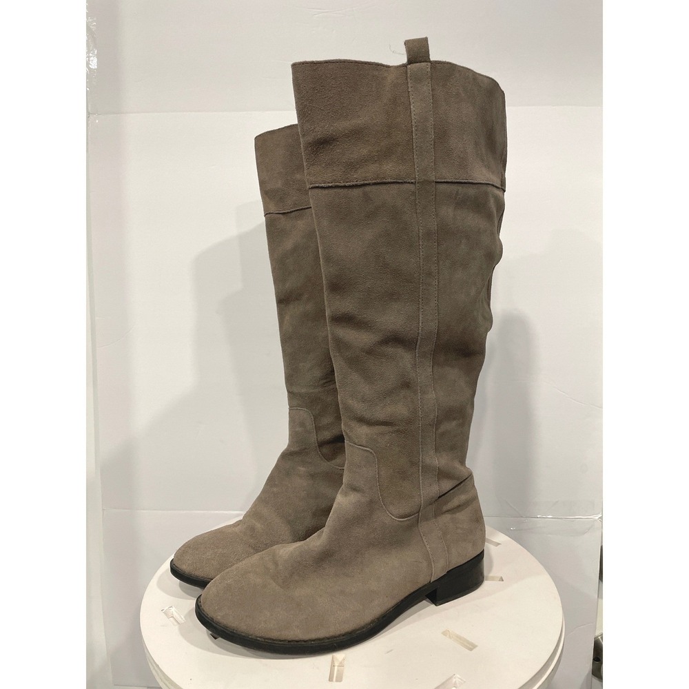 Torrid Womens 9W Tan Genuine Suede Over‎ Knee High Boots Side Zip Block Heel